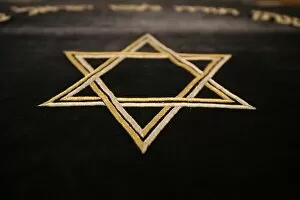 Images Dated 21st February 2007: Star of David embroidery in Stadttempel Synagogue, Vienna, Austria, Europe