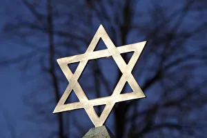Hauts De Seine Prints: Star of David on top of a gravestone, Bagneux, Hauts-de-Seine, France, Europe