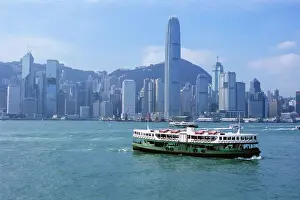 Tall Prints: Star Ferry crossing Victoria Harbour towards Hong Kong Island, with Central skyline beyond