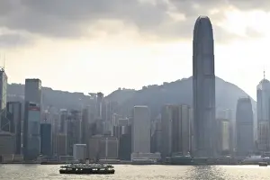 Two International Finance Center Prints: Star ferry on Victoria Harbour with the skyscrapers of Hong Kong Island behind