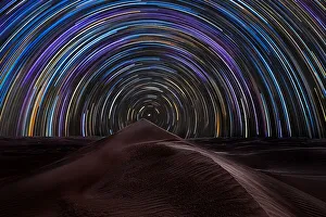 Star Prints: Star trail over the sand dunes of Rub al Khali desert, Oman, Middle East