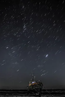 Shipwreck Prints: Star trails above the derelict trawler Vita Nova