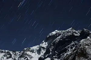 Starry Sky Prints: Star trails in the Manaslu region, Nepal, Himalayas, Asia
