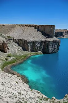 Vista Prints: Stark blue lake in Band-e-Amir National Park showcasing natural beauty and geology in Afghanistan