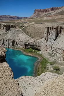 Daylight Prints: Stark blue lake surrounded by cliffs in Band-e-Amir National Park located in Afghanistan