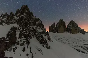Star Prints: Starry night over Tre Cime di Lavaredo (Lavaredo peaks) and Paterno mountain