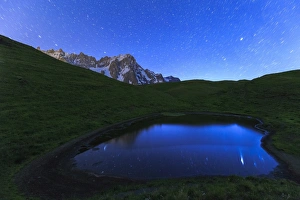 Mont De La Saxe Prints: Stars reflected in a pool, Mont de la Saxe, Ferret Valley, Courmayeur, Aosta Valley