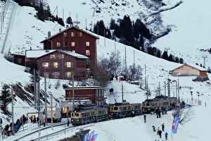 Arrival Prints: Station of Wengernalp of the Wengernalpbahn, Bernese Oberland, Wengen, Switzerland
