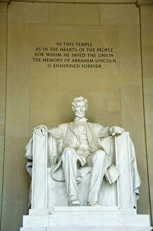 Statue of Abraham Lincoln in the Lincoln Memorial, Washington D