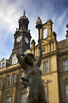 City Square Prints: Statue of Even by Alfred Drury and Old Post Office, City Square, Leeds