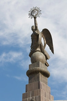 Bishkek Prints: Statue of an angel at Ala-Too Square, Bishkek, Kyrgyzstan, Central Asia, Asia