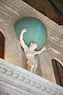 Amsterdam Prints: Statue of Atlas holding the Universe on his shoulders in the Royal Palace