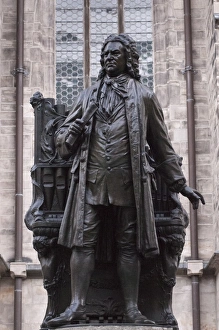 Leipzig Prints: Statue of Bach, Leipzig, Saxony, Germany, Europe