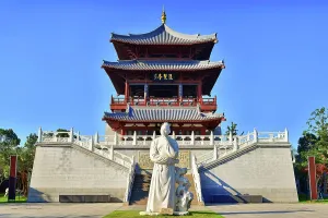 Jiujiang Prints: Statue of Baijuyi at the Pipa Pavilion, Jiujiang City, Jiangxi Province, China