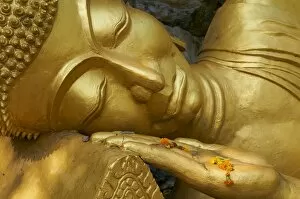 Images Dated 16th December 2010: Detail of statue of Buddha, Phu Si Hill, Luang Prabang, UNESCO World Heritage Site