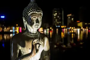 Colombo Prints: A statue of Buddha at Vesak, a festival to celebrate Buddhas birthday in Gangaramaya Temple