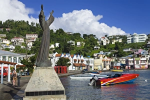 Carenage Prints: Statue in Carenage Harbour, St