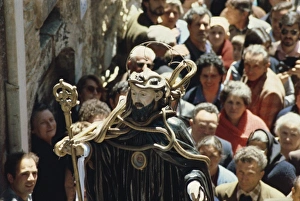 Procession Prints: Statue carried in a parade during the Festival of Snakes in Abruzzo