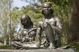 Images Dated 10th March 2009: Statue of Carruas indians, Montevideo, Uruguay, South America
