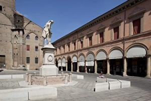Bologna Prints: Statue and cathedral, Piazza Galvani, Bologna, Emilia Romagna, Italy, Europe