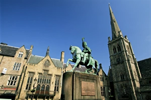 County Durham Prints: Statue of Charles William Vane Stewart, Market Square, Durham, County Durham
