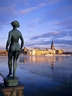 Swedish Prints: Statue and city skyline