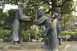 West Lake Prints: Statue of Confucius and his students at West Lake, Hangzhou, Zhejiang Province