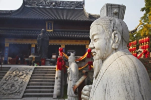 Confucius Prints: Statue in Confucius Temple, Fuzi Miao area, Nanjing, Jiangsu, China, Asia