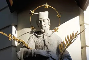 Slovakian Prints: Statue of Czech St. John of Nepomuk, most popular saint in Central Europe