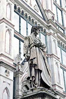 Santa Croce Prints: Statue of Dante Alighieri, Santa Croce, Florence, UNESCO World Heritage Site