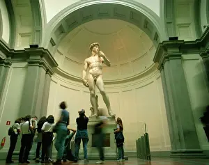 Florence Prints: The statue of David by Michelangelo in the Galleria dell Accademia in Florence