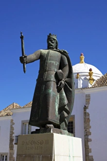 Faro Prints: Statue of Don Alfonso III, Faro, Algarve, Portugal, Europe