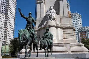 Madrid Prints: Statue of Don Quixote and Sancho Panza in Plaza de Espana