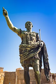 2nd Century Ad Prints: Statue of Emperor Trajan, Via dei Fori Imperiali, UNESCO World Heritage Site, Rome