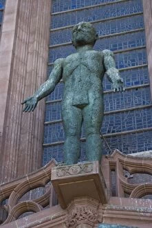 Statue in front of the entrance to Liverpool Anglican Cathedral, Liverpool