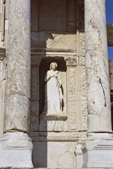 Ephesus Prints: Statue in facade of reconstructed Library of Celsus