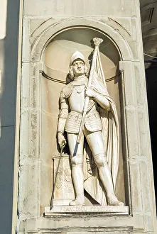 Flag Pole Prints: Statue of Fancesco Ferrucci, Uffizi
