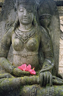 Meditating Prints: Statue with flower offering