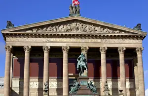 Neoclassical Prints: Statue of Friedrich Wilhelm IV on a horse outside The Old National Gallery (Alte Nationalgalerie)