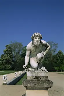 Nude Prints: Statue in the gardens of the castle at Chantilly, designed by Le Notre