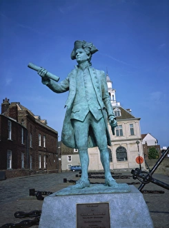 Kings Lynn Prints: Statue of George Vancouver, Purfleet Quay, Kings Lynn, Norfolk, England