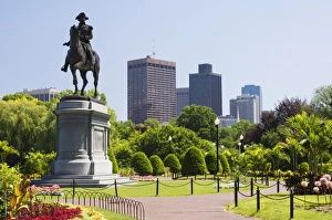 Lawn Prints: Statue of George Washington on horseback