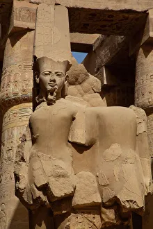 Ancient Ruins Prints: Statue of God Amun, Karnak Temple Complex
