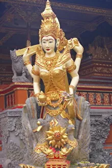Images Dated 26th June 2009: Statue of goddess Saraswati, Water Lotus Temple, Ubud, Bali, Indonesia