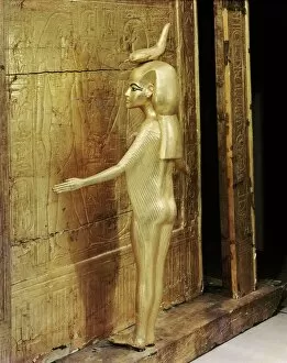 Statue of the goddess Serket protecting the canopic chest or shrine, from the tomb of the pharaoh Tutankhamun