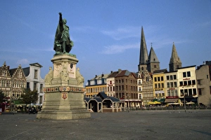 Ghent Prints: Statue of guild leader Jacob van Artevelde, Vrijdagmarkt, Ghent, Belgium, Europe