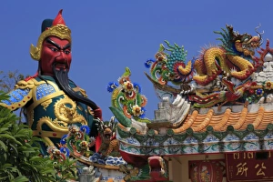 Male Representation Prints: Statue in Hainan Temple, Nathon City, Koh Samui Island, Thailand, Southeast Asia, Asia