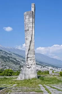 Images Dated 21st April 2008: Statue of the hanging woman, Gjirokaster, UNESCO World Heritage Site, Albania, Europe