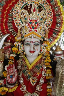 Abundance Prints: Statue of the Hindu goddess Durga, Goverdan, Uttar Pradesh, India, Asia