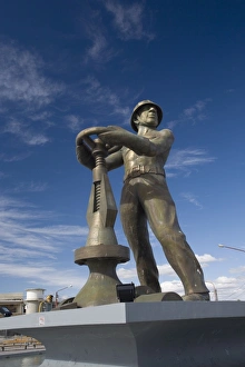 Honoring Prints: Statue honoring the oil industry and workers of Argentina, Caleta Olivia